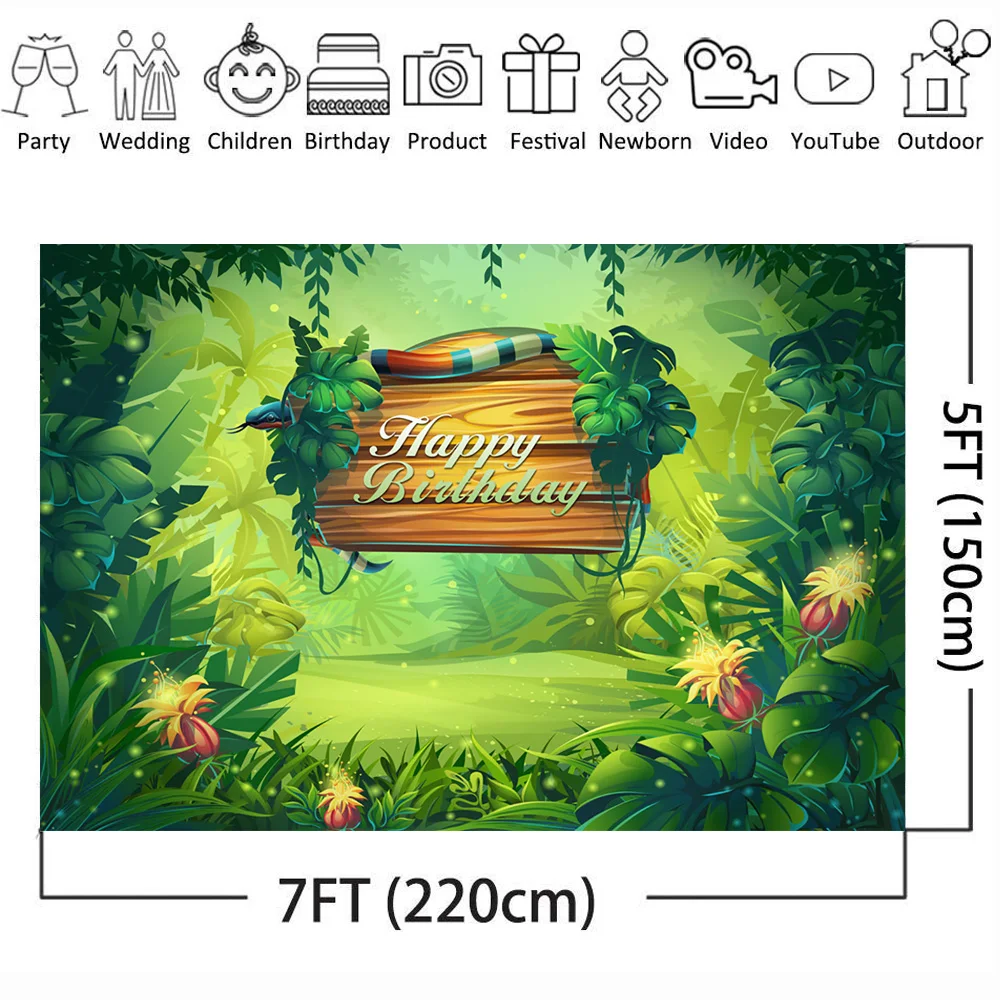 MOCSICKA Green Birthday Party Background for Children Flower Leaves Mysterious Forest Backdrop Firefly Supplies Props Studio | Электроника