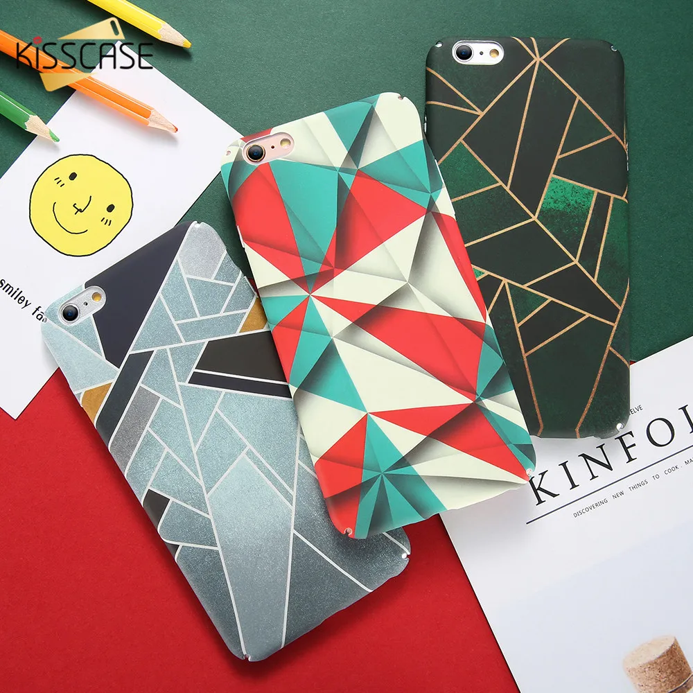 Kisscase Мода Геометрия рисунком Телефон чехол case для iPhone 6 6S 7 8 Plus большие красочные