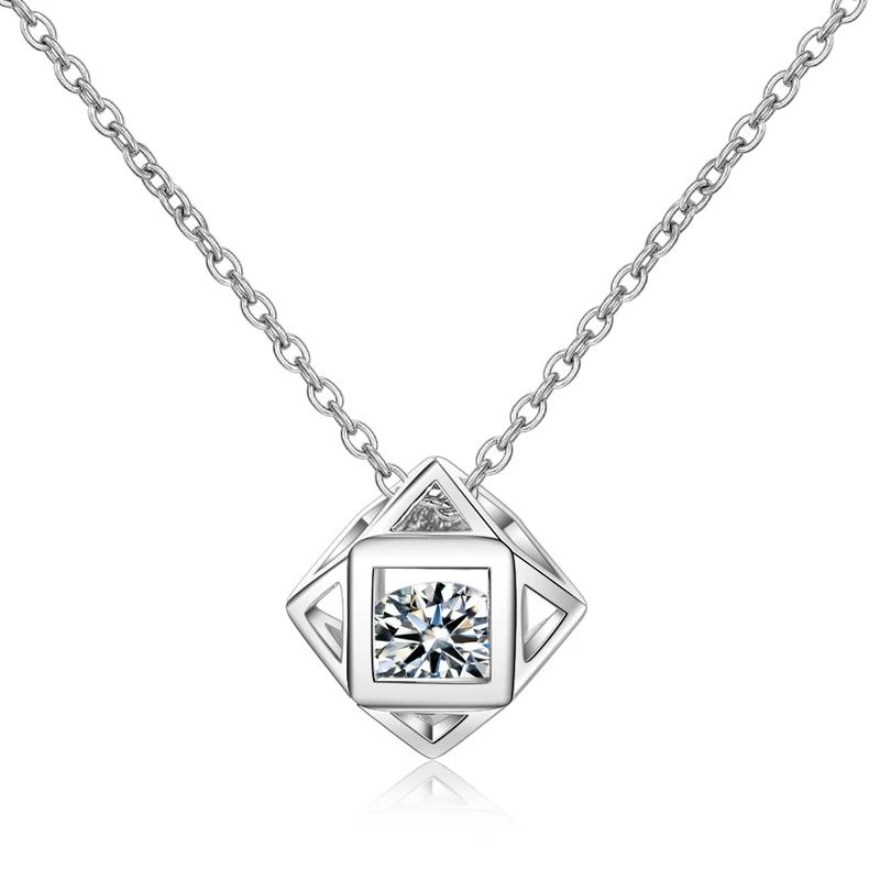 

Charm Silver 925 Girls Choker Necklace Jewelry Vintage Crystal Cube Pendant Women Choker Necklace For Lady Accessories Gift