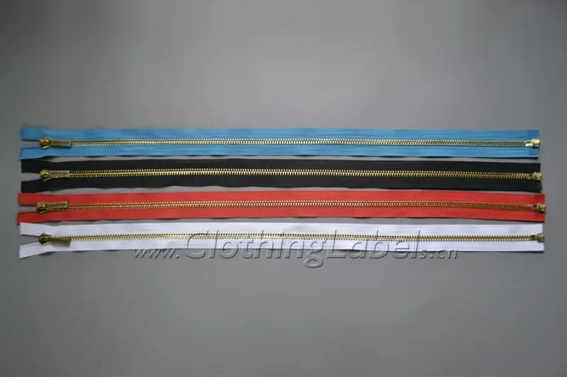 

custom zipper for jacket, sportwear, metal zipper, open end zipper, gold teeth with various fabric available