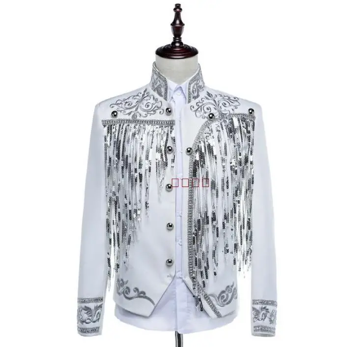 Блейзер с блестками для сцены мужское официальное платье новейшее пальто брюки