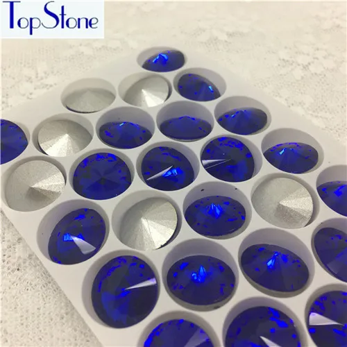 cobalt TopStone все цвета 6,8, 10,12, 14,16, 18 мм RIVOLI Хрустальные заостренные с обратной стороны Стразы Круглый стеклянный кристалл необычный камень - Цвет: cobalt