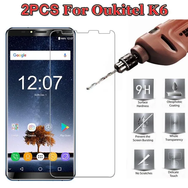 2 шт для Oukitel K6 оригинальная Высококачественная пленка из закаленного стекла для Oukitel K6 Передняя прозрачная защитная пленка для ЖК-экрана с чистыми инструментами