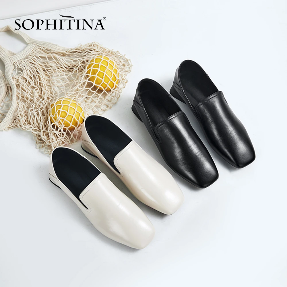 SOPHITINA/Новые брендовые женские туфли-лодочки 2019г.; Повседневные удобные туфли ручной работы из натуральной кожи; Модные и стильные туфли-лодочки без застежки на низком каблуке и мягкой подошве; SO120