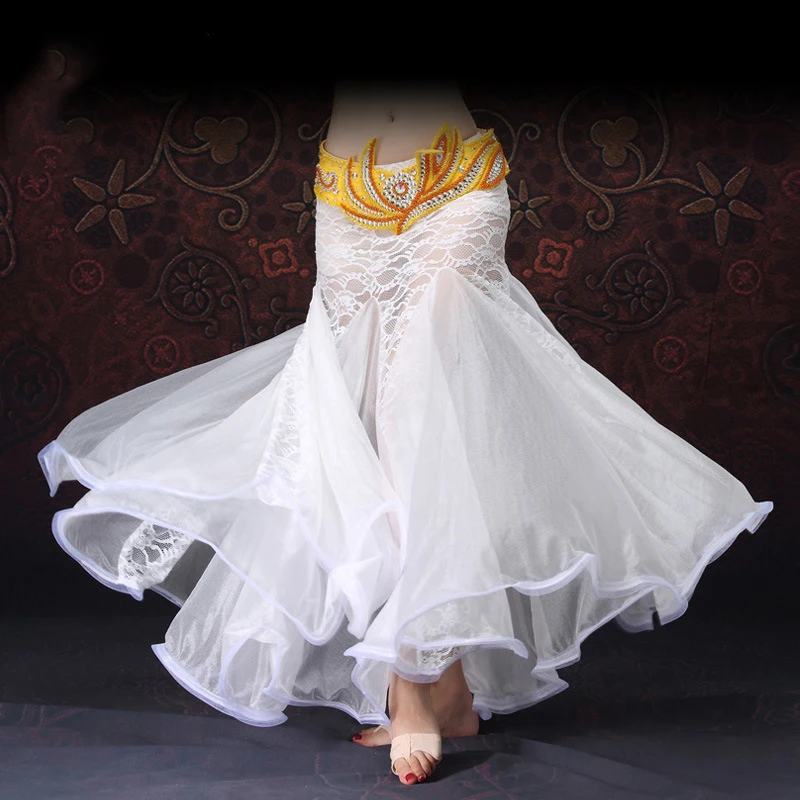 Женский костюм для танца живота кружевная одежда из спандекса с длинной юбкой