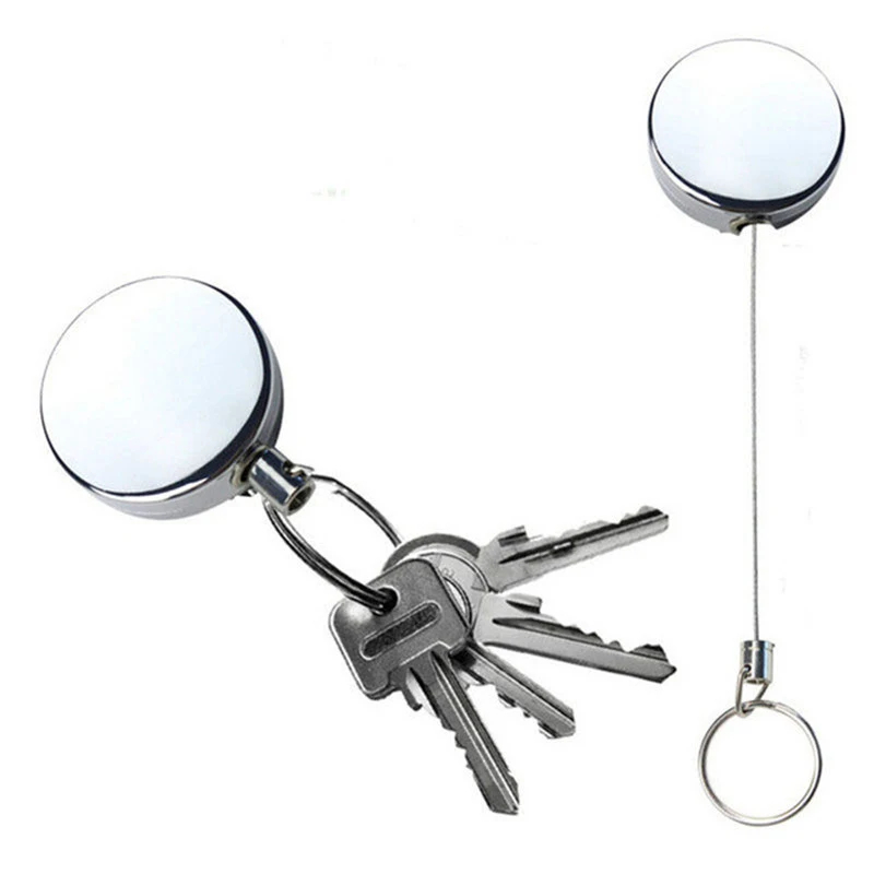 

1pc Metal Retractable Pull Key Ring ID Badge Lanyard Card Holder Pull Key ID Name Tag Holder Badge Holder Key Chain Belt Clip