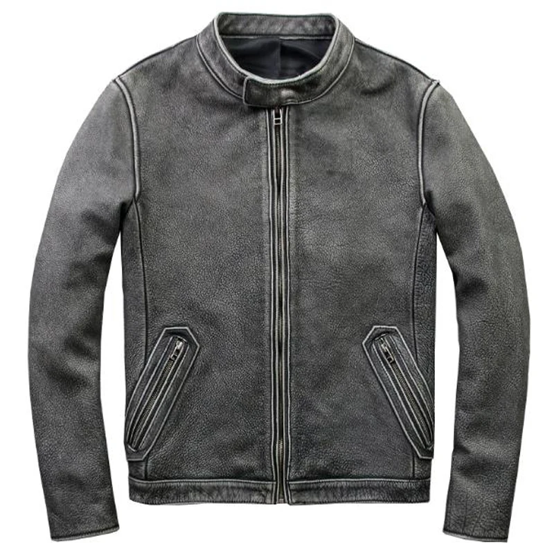 Мужская кожаная куртка винтажная летная из натуральной коровьей кожи Размер 5XL