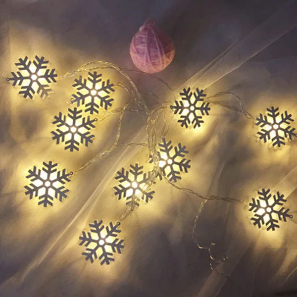 Snowflake 2 м 10 Светодиодный светильник s Праздничный Рождественский Сказочный светильник снежинка снеговик Ангел Рождественская елка носки в форме дома рождественские украшения - Испускаемый цвет: Snowflake