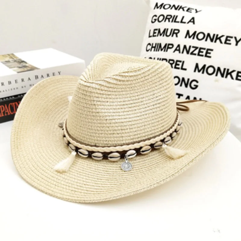 MAERSHEI 2019 летняя шляпа с бахромой из ракушек Cowgirl соломенная для женщин и мужчин