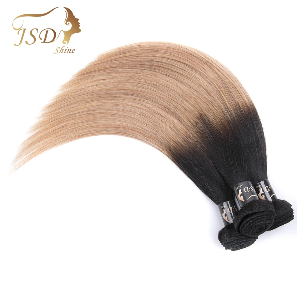 4PC Brazilian Hair Bundles Straight Weave Human Extensions 10-28inch T1B/27 JSDShine 2Tone Ombre Non Remy No Shedding | Шиньоны и