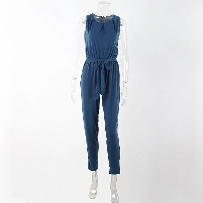 Летние простые повседневные женские комбинезоны 2019 Модные без рукавов с