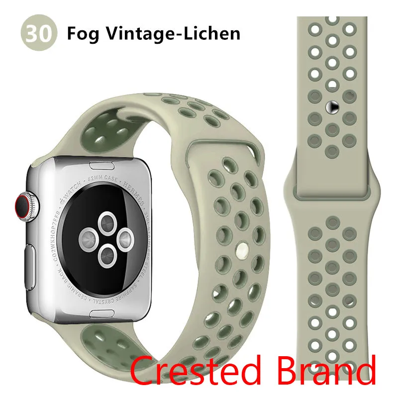 Fog Vintage Lichen Силиконовый ремешок для Apple watch band 42 мм 38 мм iWatch 4 band 44 мм 40 мм браслет часы correa резиновый ремешок для часов Apple watch 4 3 2 1 - Цвет ремешка: Fog Vintage Lichen