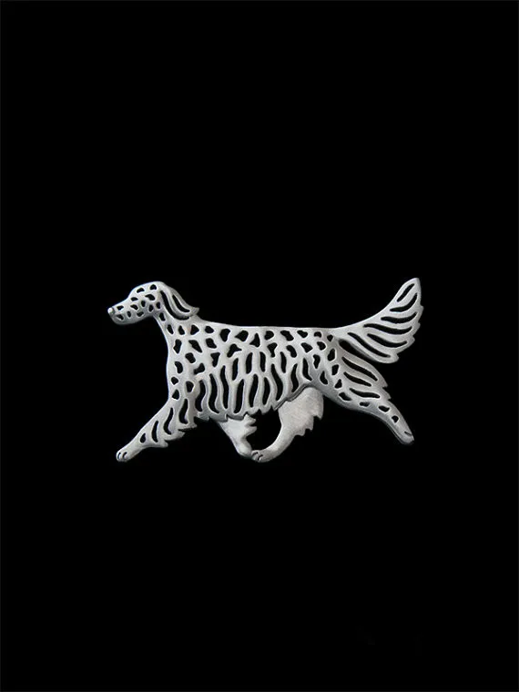 Новинка классика животное английский сеттер собака Брош золотой серебряный цвет