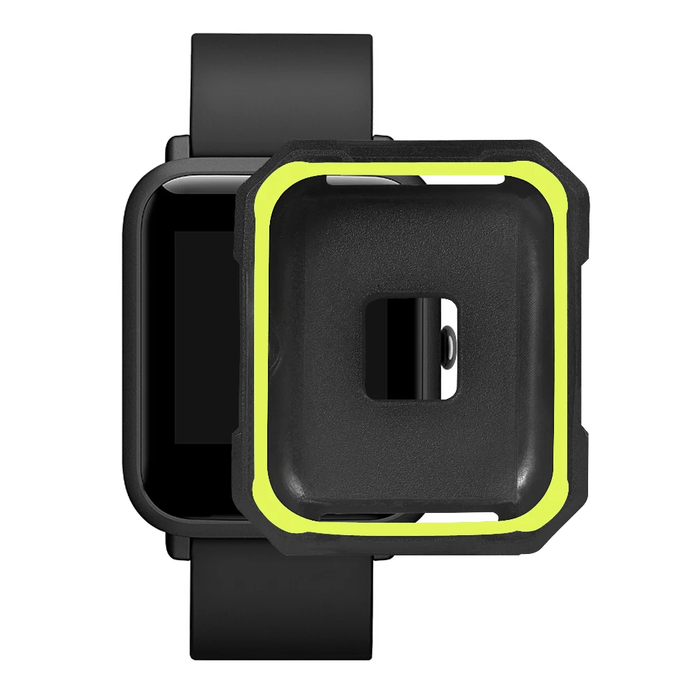 black mix green Мягкий защитный силиконовый чехол для Xiaomi Huami Amazfit Bip Youth Watch, Двухцветный силиконовый чехол - Цвет: black mix green
