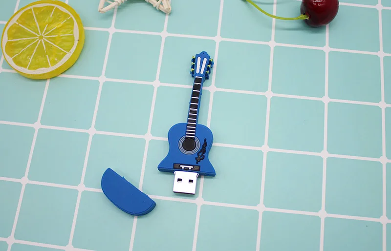 Музыкальный инструмент, флешка для скрипки, usb флешка, флешка, 4 ГБ, 8 ГБ, 16 ГБ, 32 ГБ, 64 ГБ, мультяшная синяя гитара, карта памяти, u-диск, подарок
