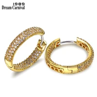 dreamcarnival1989 high quality fashion hoop earrings for women rhodium gold color cubic zirconia drop shipping wholesale se04633
