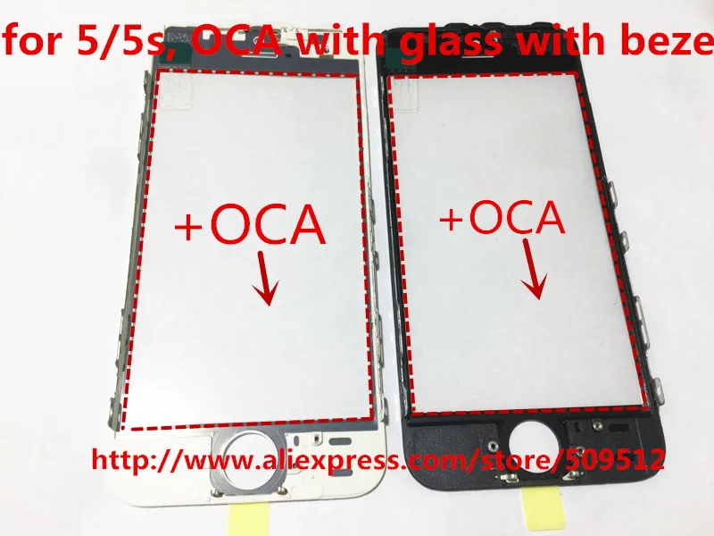 20 шт. качественное внешнее стекло с рамкой ОСА для iPhone 5 5C 5s Переднее + рамка oca lcd