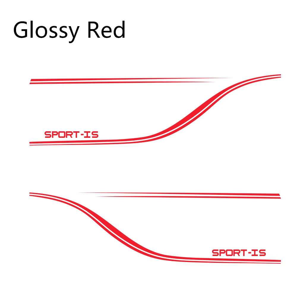 Glossy Red 2 шт. автомобильные наклейки боковые полосы авто виниловые наклейки для Lexus IS250 RX300 UX Спортивное украшение Стайлинг Тюнинг автомобиля аксессуары - Название цвета: Glossy Red