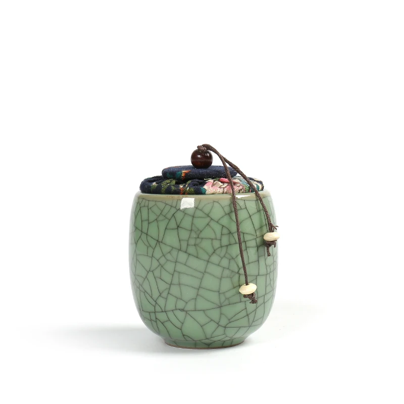 C1 Китайские чайные банки Longquan Celadon Crackle Glaze чайная посуда чайная банка пробковая Мешковина печать баночка с крышкой хранение конфет винтажный домашний декор - Цвет: C1