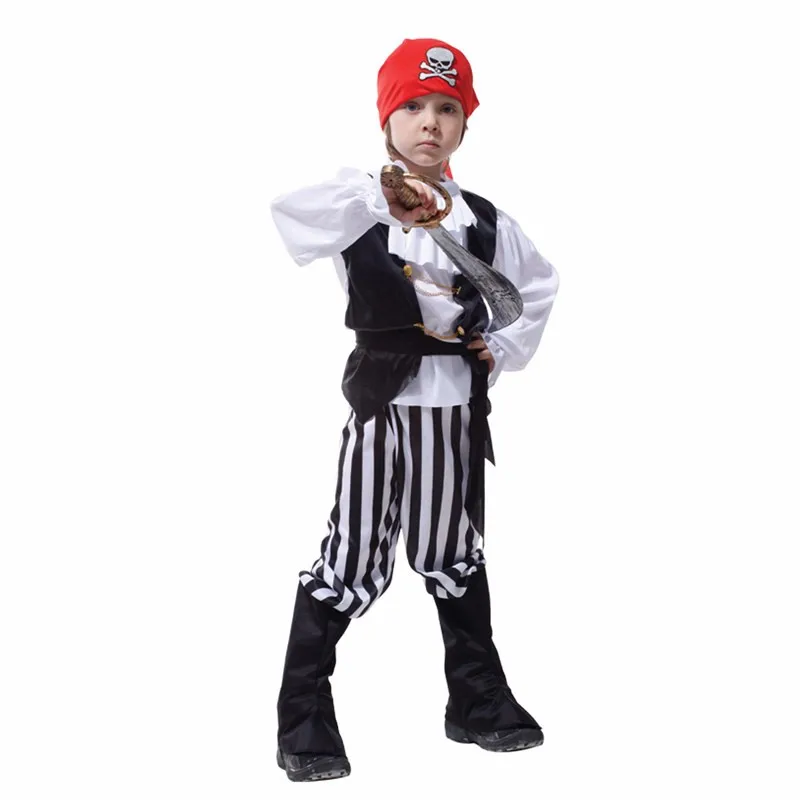 Бесплатная доставка Костюм пирата карибского моря для мальчиков Карнавальный