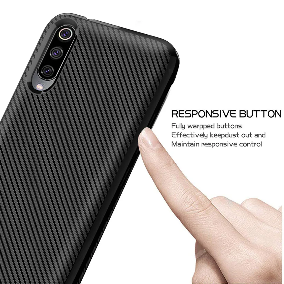 Чехол для Xiaomi Mi CC9 мягкий силиконовый ударопрочный чехол из углеродного волокна