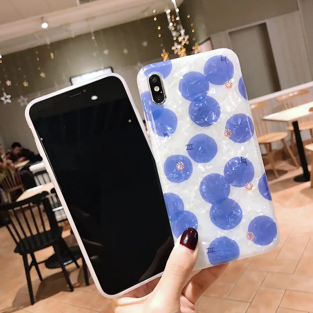 Модные черники корпус чехол для iPhone X XS MAX XR 6 S 7 8plus волновой точки блестящие мягкие