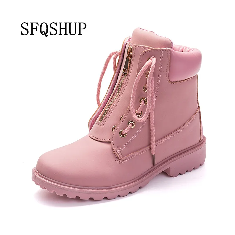 SFQSHUP/Новинка года; Зимние Модные женские ботильоны на шнуровке; botas femininas; Черные Ботинки martin в охотничьем стиле; женская обувь; размеры