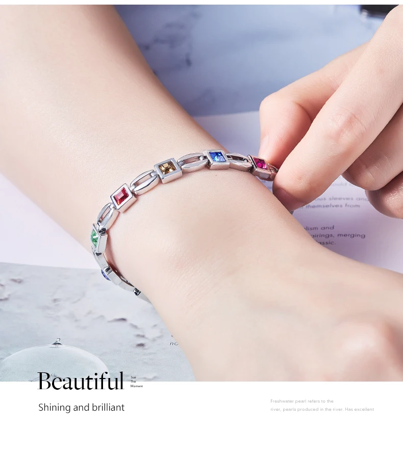 CDE красочные украшенные кристаллами от Swarovski браслеты серебряные ювелирные изделия платины трендовые браслеты, ювелирные изделия