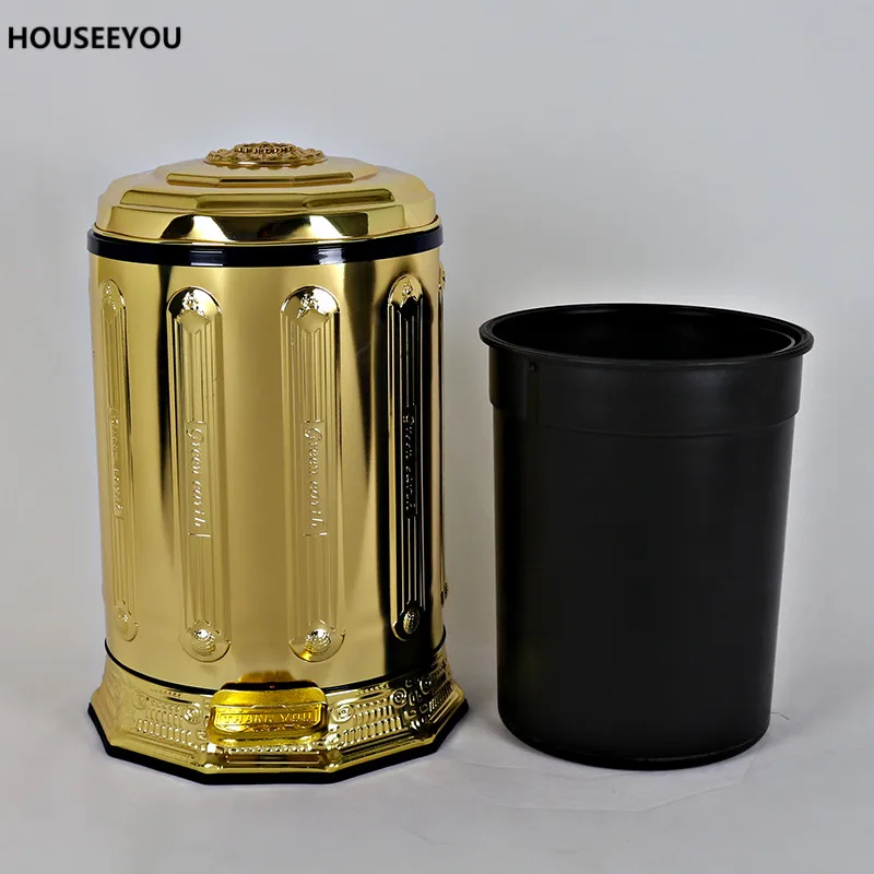 Европейская Золотая Бесшумная педаль из нержавеющей стали для мусора