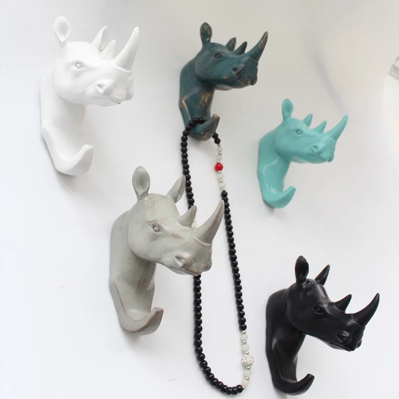 Ретро 3D резиновая голова животного Ремесла Крючки для халата украшение стены