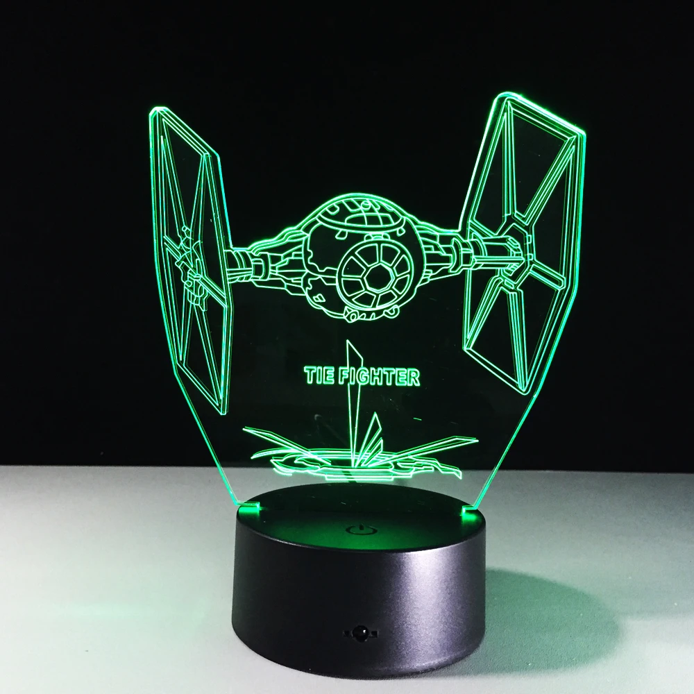 Мультфильм Звездные войны градиент силы Пробуждение TIE Fighter 3D лампа светодиодный