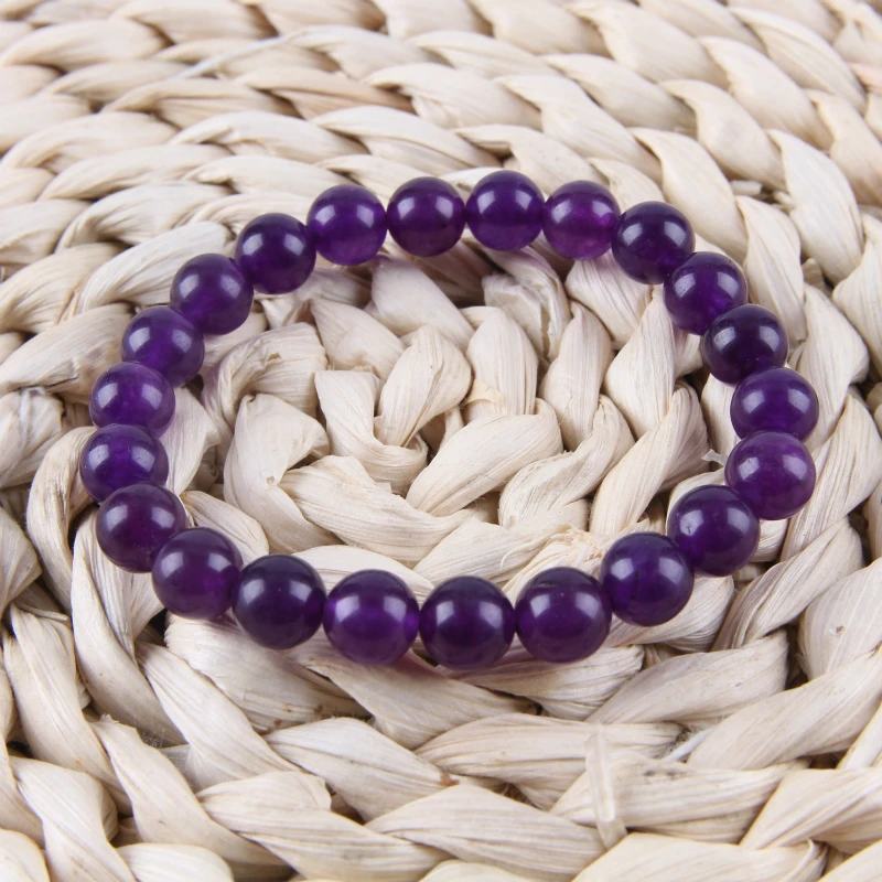 

Natural fashion 8MM purple crystal round beads natural stone crystal beaded bracelets jewelry for women gifts