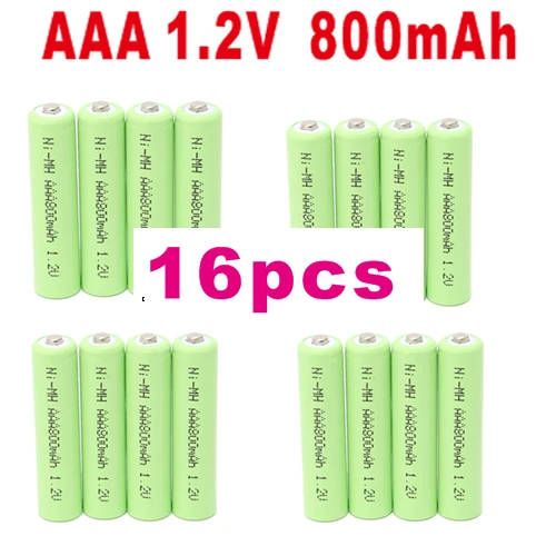 16 pcs AAA аккумуляторная батарея AAA 1,2 V батареи 800mah Ni-MH батареи перезаряжаемые батареи для дистанционного управления игрушки(4 шт-40 шт - Цвет: 16 pcs