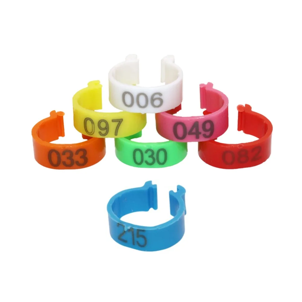 

7 Colors 16mm Digital foot ring NO.001-500 Poultry Buckle type Clip rings Farm equipment Chicken Identification ring 100 Pcs