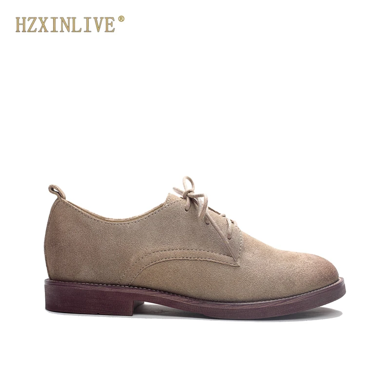 

Oxford Shoes for Women Spring Autumn Genuine Leather Shoes Women Flat Shoes Suede Leather Women Flats Plus Size 41 42