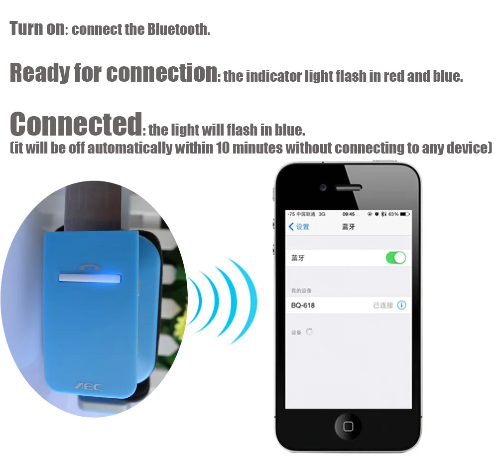 Excelvan BQ-618 беспроводные bluetooth V4 наушники с поддержкой громкой связи с Умной голосовой навигацией для мобильных телефонов и планшетов