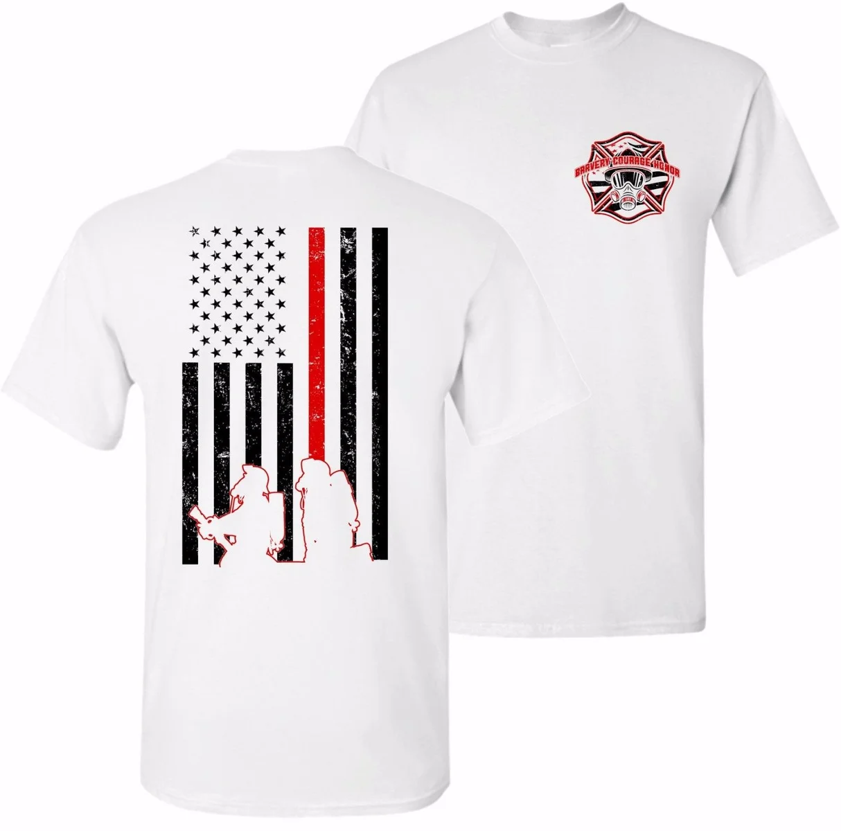 

Line Flag Support Firefighter Fire Department T-Shirt Tee