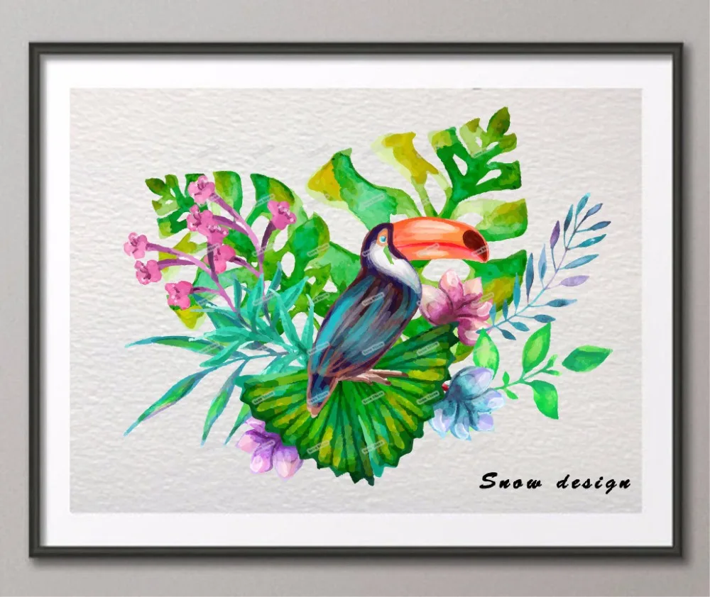 Тропическая Птица Rikivity настенная живопись холст птица иллюстрация постер печать