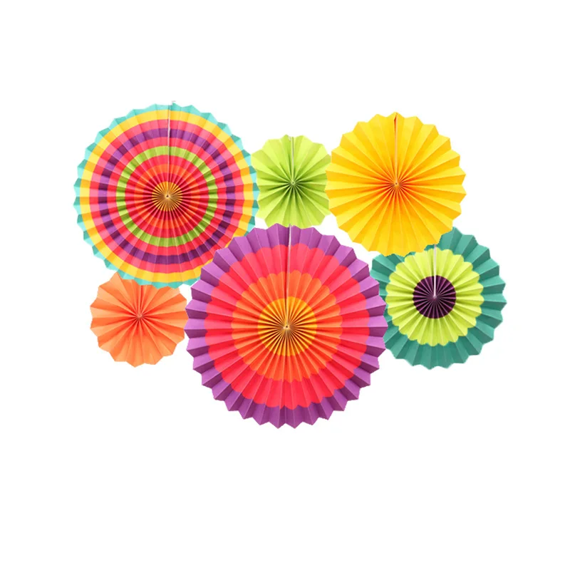 Hot Sale 6pcs/8pcs/set Mixed Size Color Kids Favor Set Hanging Paper Fan For Birthday Wedding Party Decoration | Дом и сад