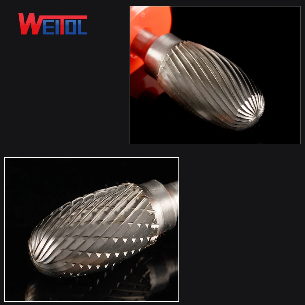 Weitol 1 шт. 6 мм E Тип Карбид роторные файлы заусенцы резак биты для гравировки