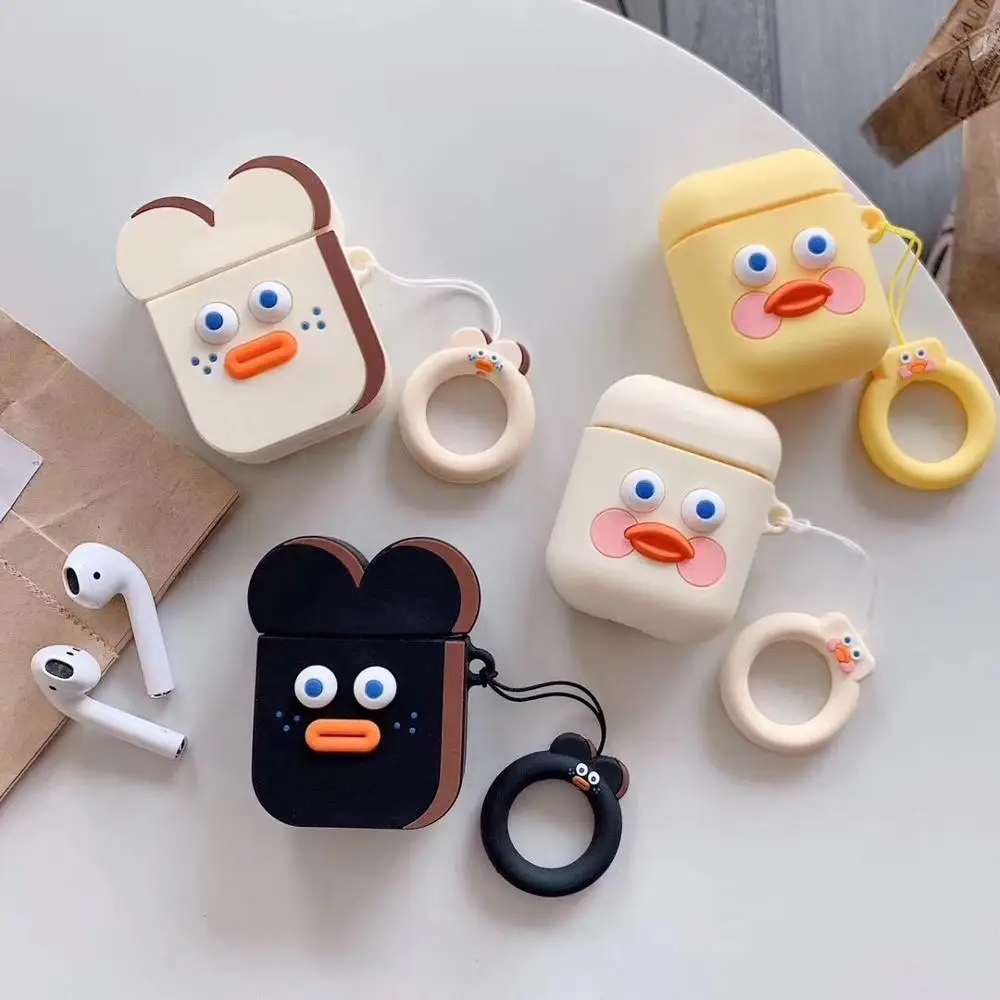 

Soft Silicone Cute Black/Yellow/Light-Beige DUDUDUCK Thick Lips/Bread Man With Freckle Buy One Get Corresponding Ring For Free