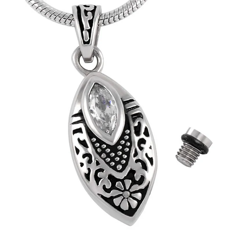 Cremation Urn Necklace Memorial Jewelry Stainless steel Ashes Leaf shape Blue stone Choosable Birthstone Name Initials | Украшения и