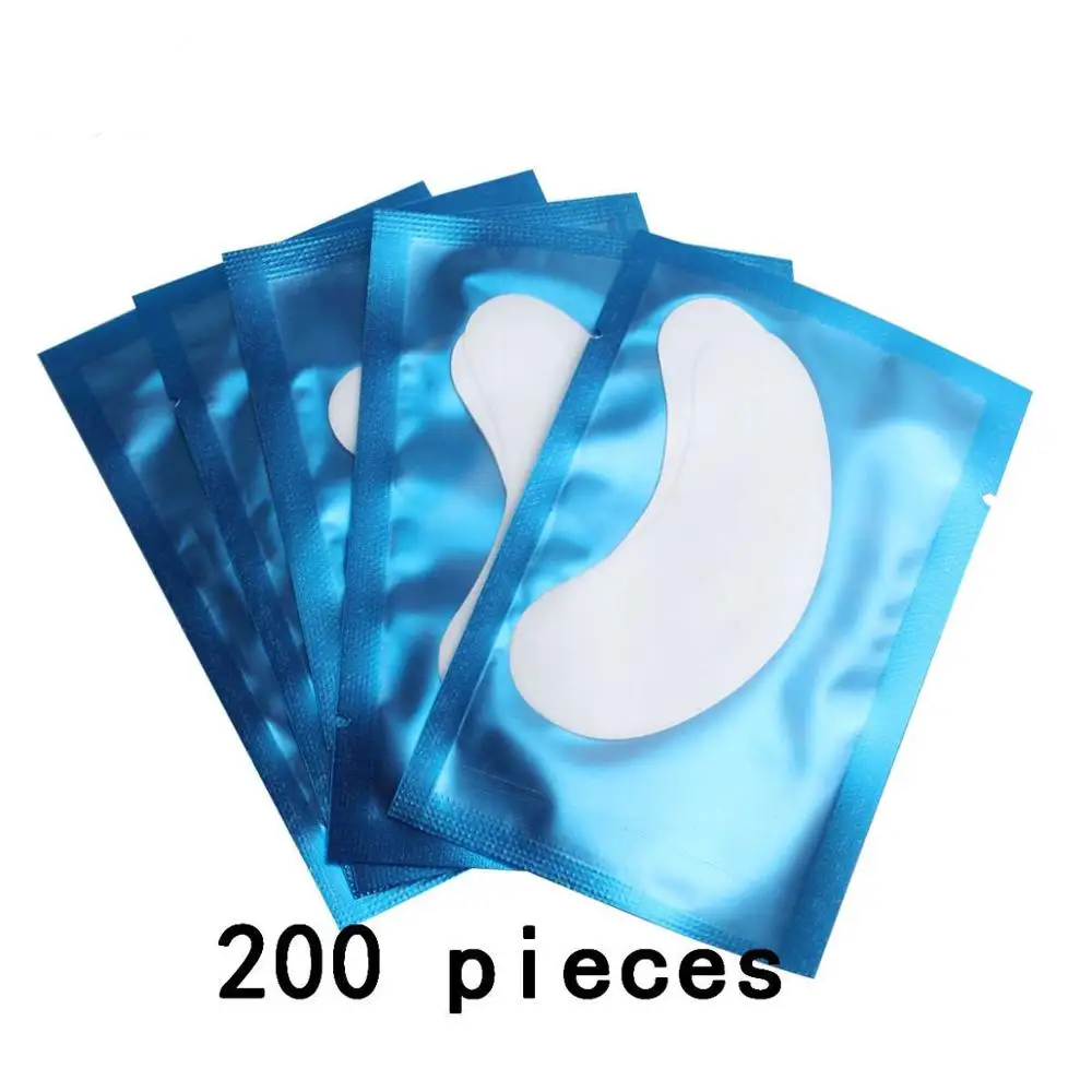 200 blue 100 шт. патчи для глаз для ресниц розовые синие золотые накладки для глаз без ворса патчи для ресниц удлинитель ресниц - Цвет: 200 blue