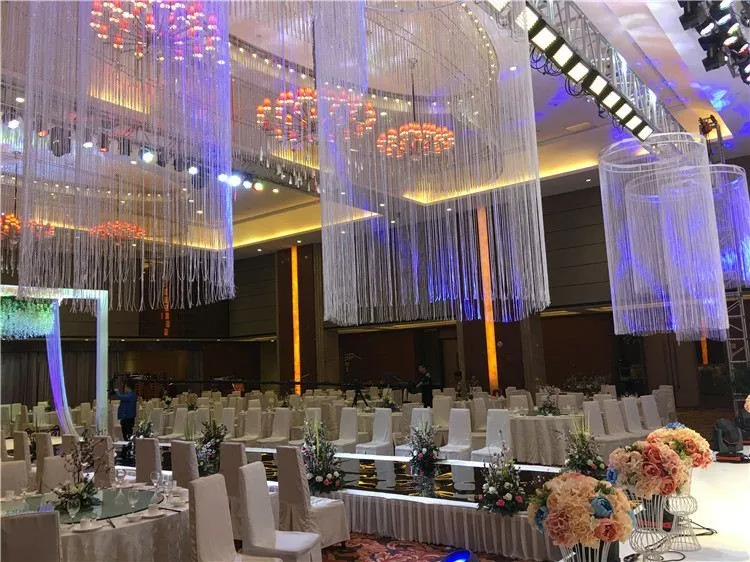 

80cm Diameter by 3M Height tassel Ceilling curtain chandelier cover Roof garland Decoration Wedding Column 8pcs/lot