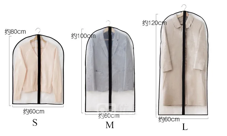 

5pcs Transparent Clothes Dust Cover Garment Bag Suit Cover Matte EVA Material for Storing Long Clothes Pants Storage
