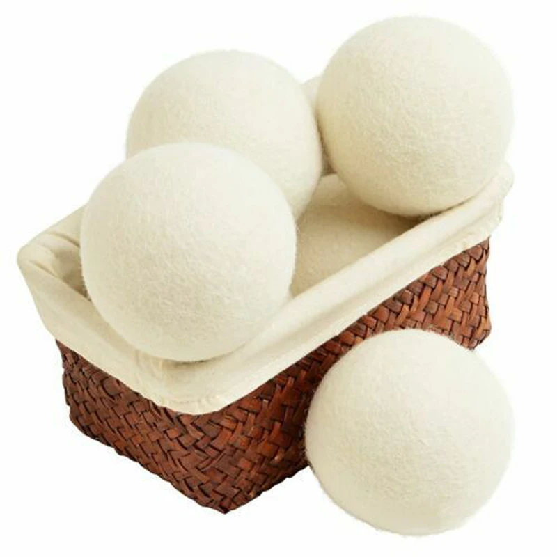 White 6Pcs/Set 6cm Natural Wool Dryer Balls Water Absorption Eliminates Static Laundry Drying Replacement Reusable | Дом и сад