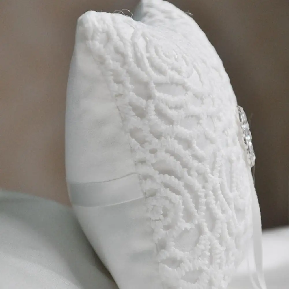 None White Lace Rhinestone Wedding Ring Bearer Pillow 6 x inch Collection-15 | Дом и сад