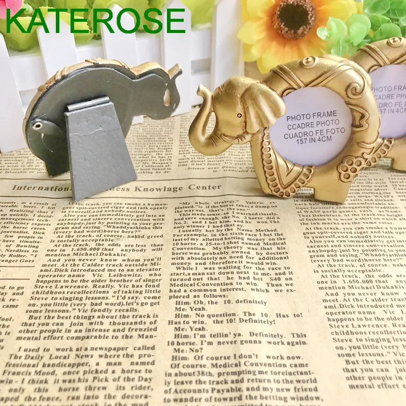 200PCS Lucky Gold Elephant Photo Frame Place Card Holder Indian Themed Wedding Party Return Giveaway For Guest | Дом и сад