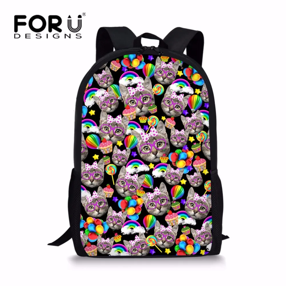 Рюкзак для девочек с котенком FORUDESIGNS школьный ранец принцессы учеников классов