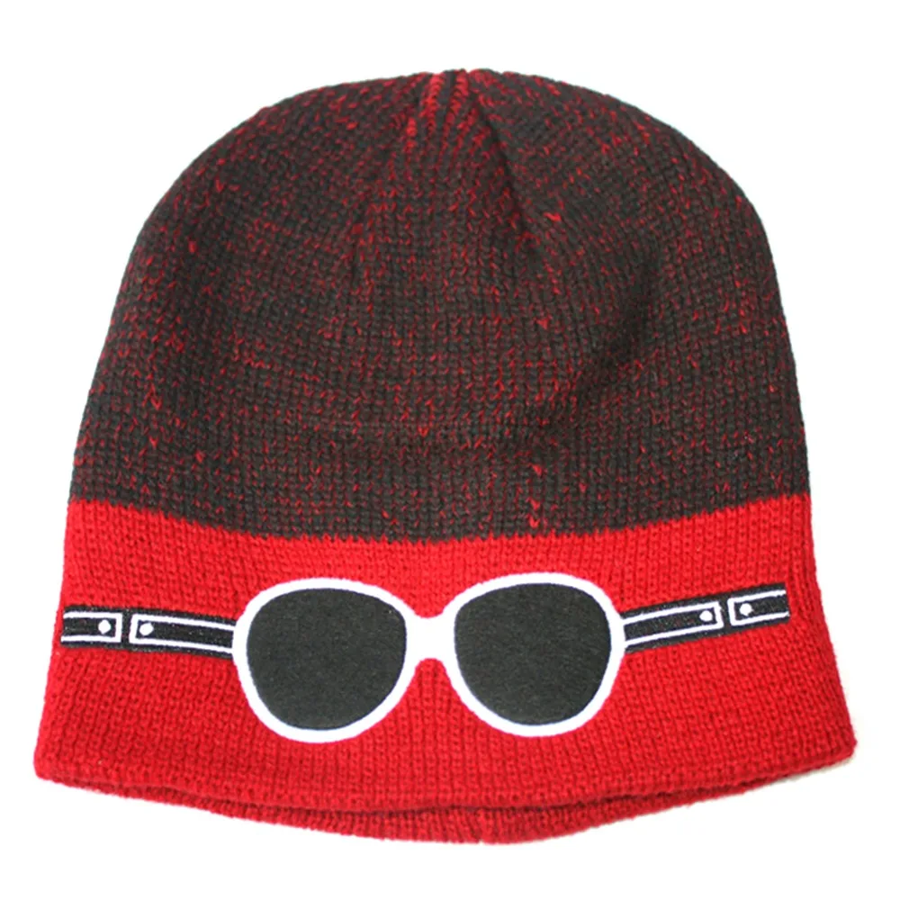 Дешевая шерстяная шапка теплая вязаная с рисунком из мультфильма двухцветная